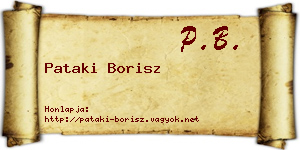 Pataki Borisz névjegykártya